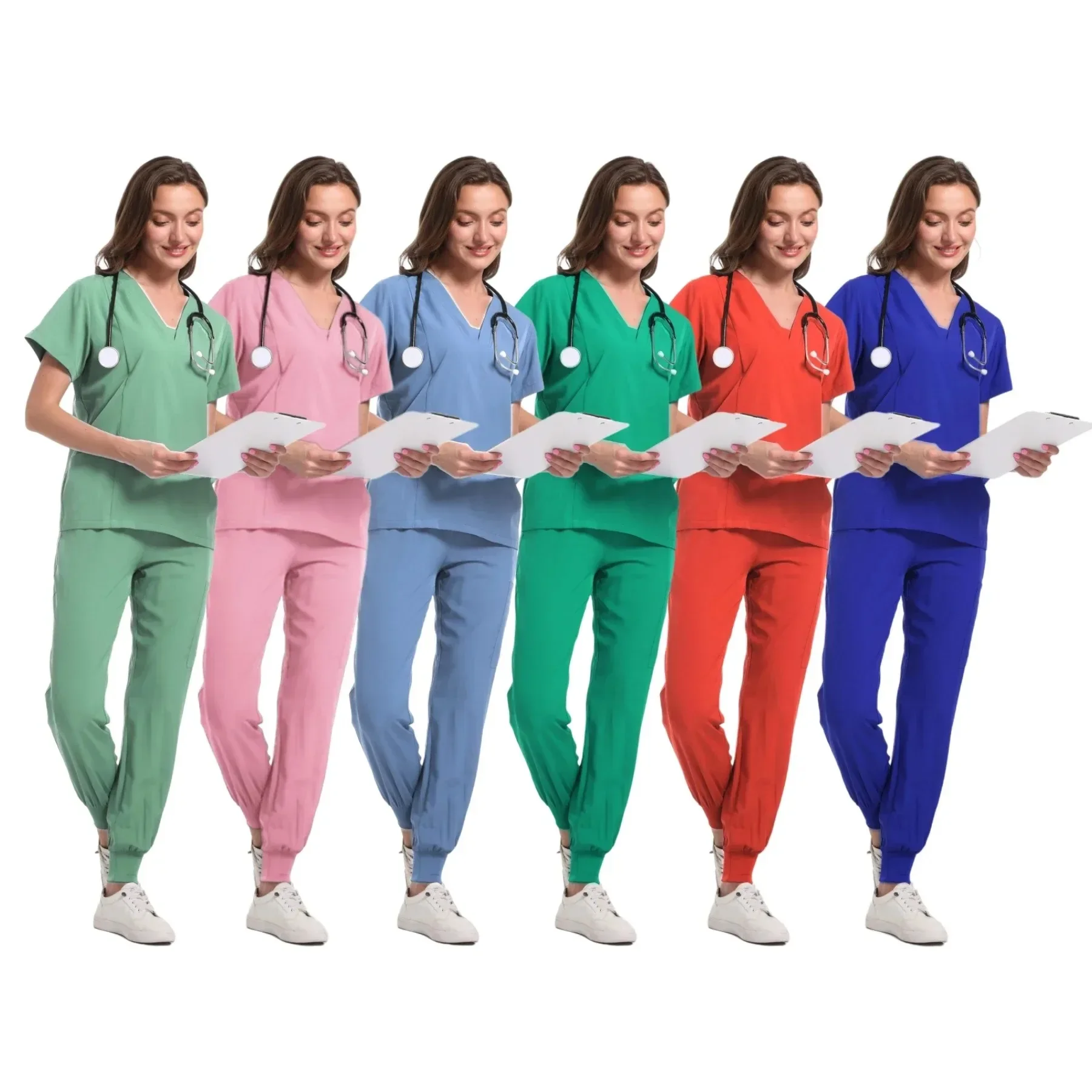 Wholesale Jogger Suit Doctor Nurse Scrubs Set Hospital Medical Surgical Uniforms Multicolor Women Wear Scrub Suit Doctor Uniform