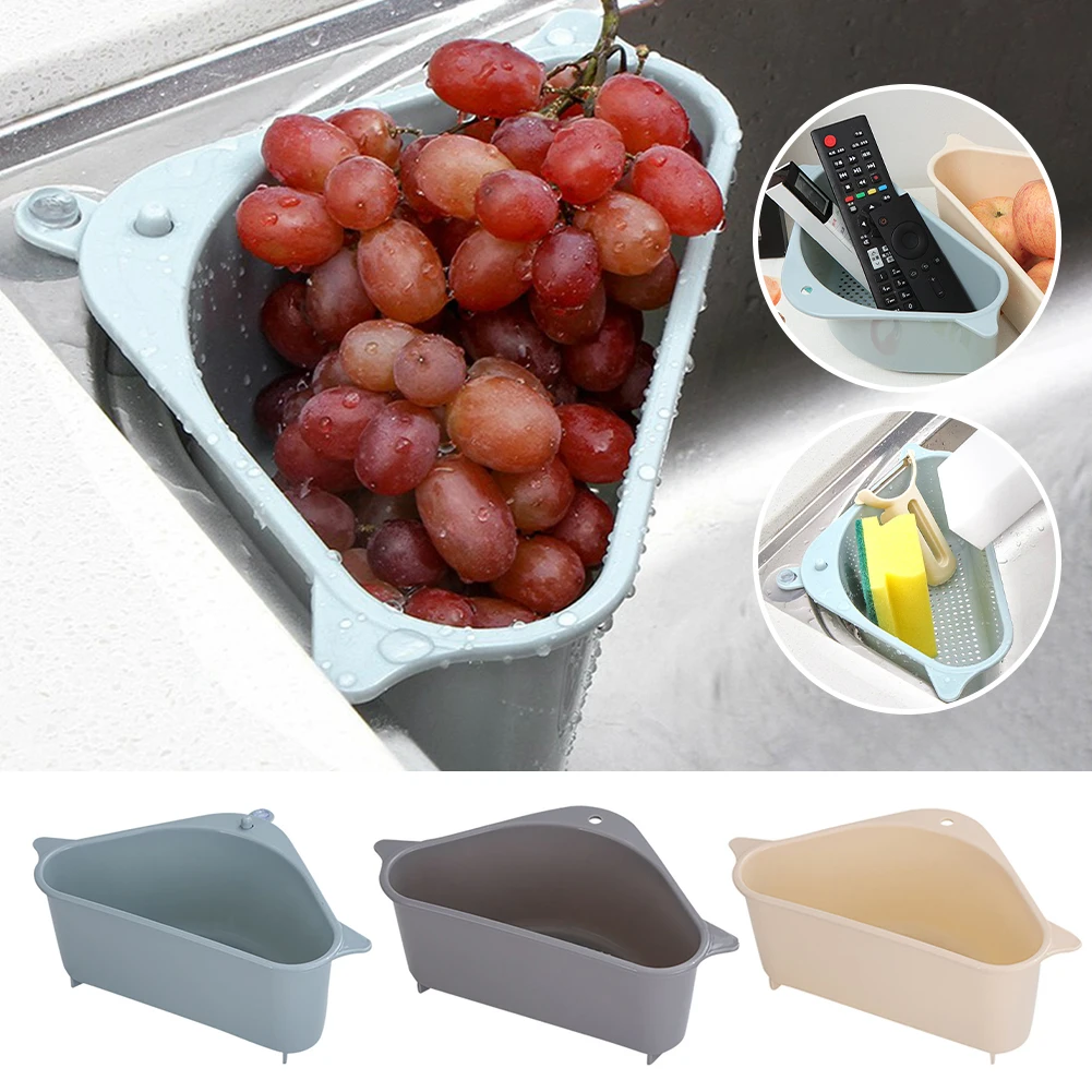 Multi-Purpose Triangular Sink Strainer Kitchen Sink Drain Rack Bathroom Hanging Storage Holder Basket Kitchen Filter Shelf