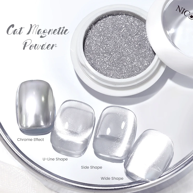 White Moonlight Cat Magnetic Nail Powder Crystal Silver Mirror Chrome Pigment Metallic Effect Dust For Nail Decoration Manicure