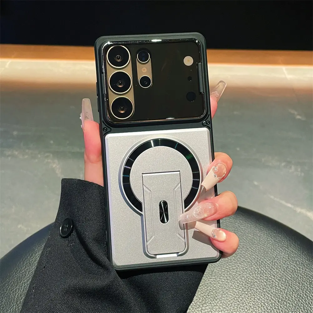 Luxuriöse Unsichtbare Magnetische Schutzhülle mit Ständer für Samsung Galaxy S26 S25 S24 S23 Ultra A57 A56 A37 A36 A17 A16 mit Linsenschutz