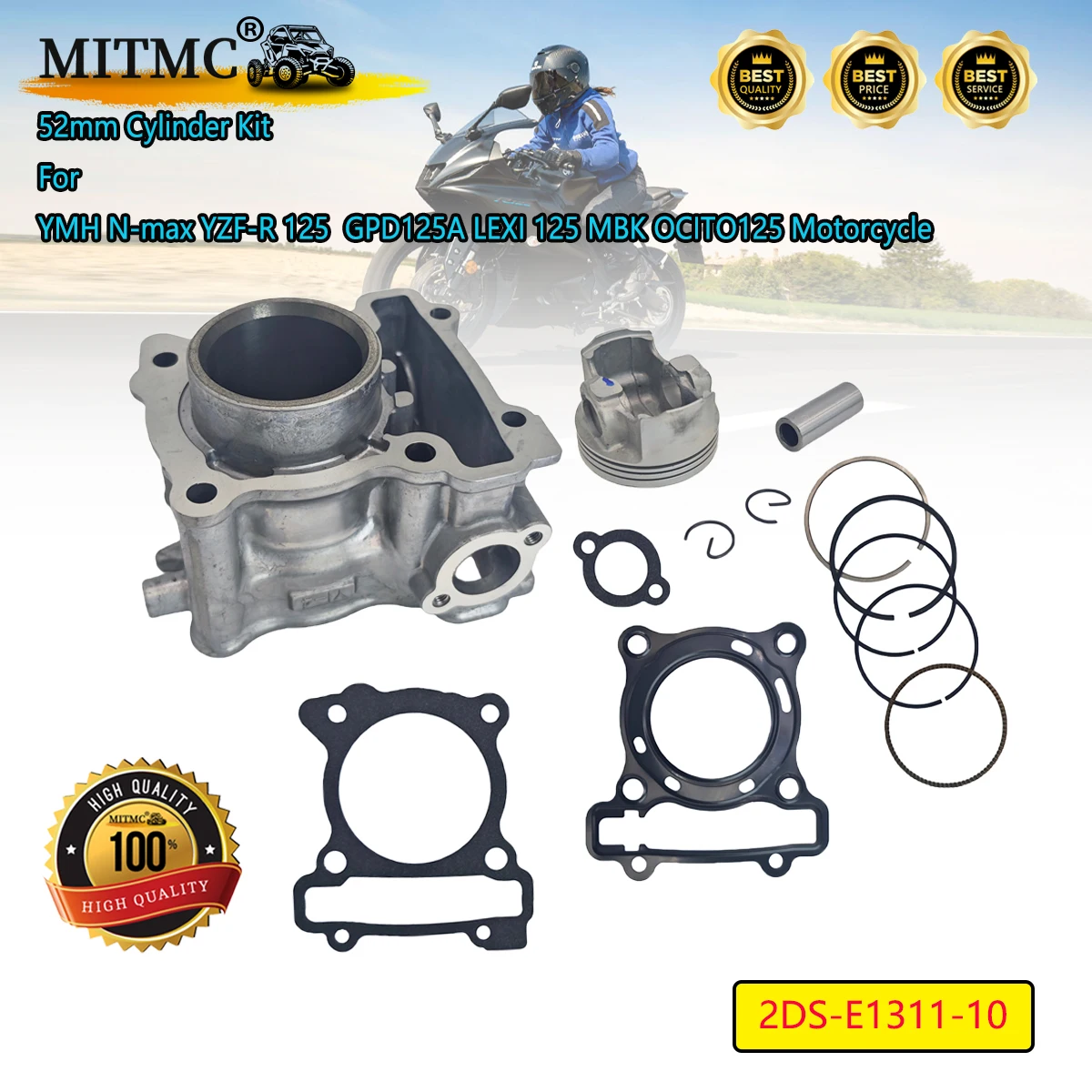 52mmシリンダーキット-ymh-n-max-yzf-r-125-gpd125a-lexi-125-mbk-ocito125-オートバイ-2ds-e1311-10用