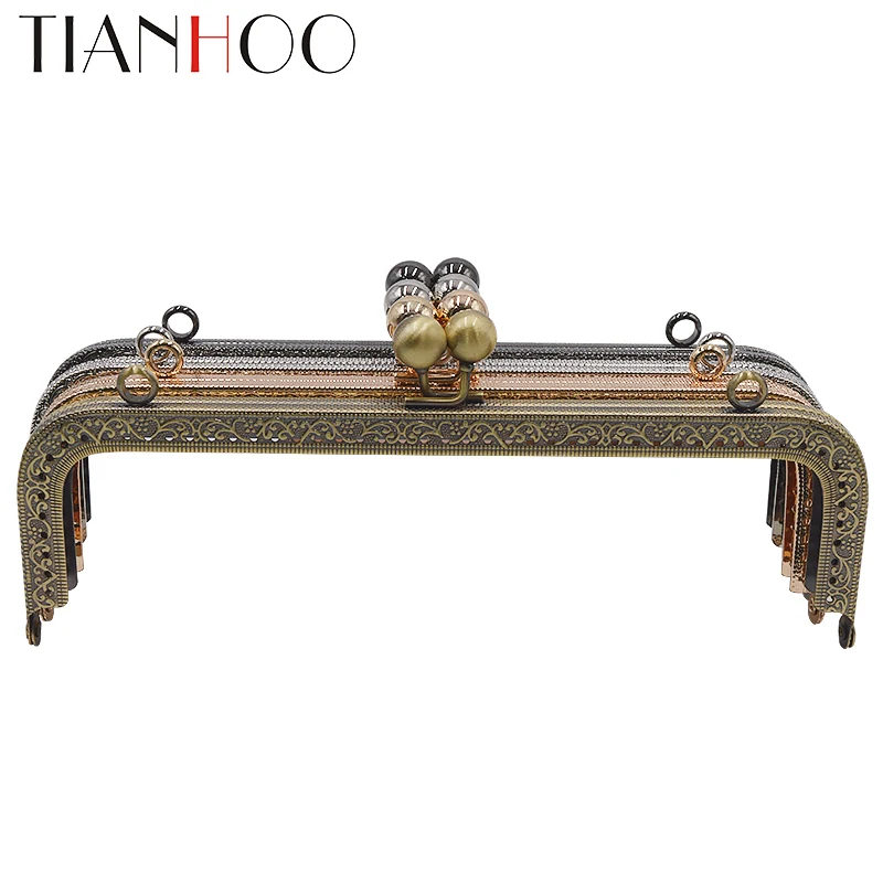 20cm Metal Purse Frame Handle for Clutch Bag Accessories Making Kiss Clasp Lock Antique Bronze Tone  Hardware