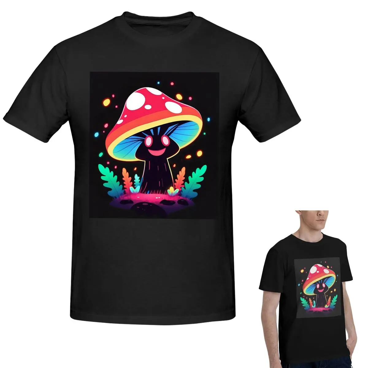 

100% хлопок Shroomy Happy Spirit Trippy Mushroom футболка мужская классическая футболка большого размера мужские летние рубашки с круглым вырезом топы S-6XL