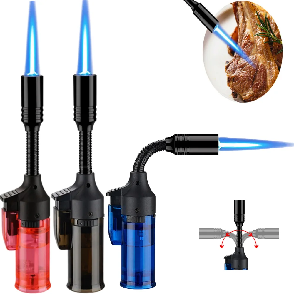 Windproof Hose 360 ° Rotating Inflatable Lighter Large Capacity Jet Flame Turbine Ignition Gun for Outdoor Camping Tool