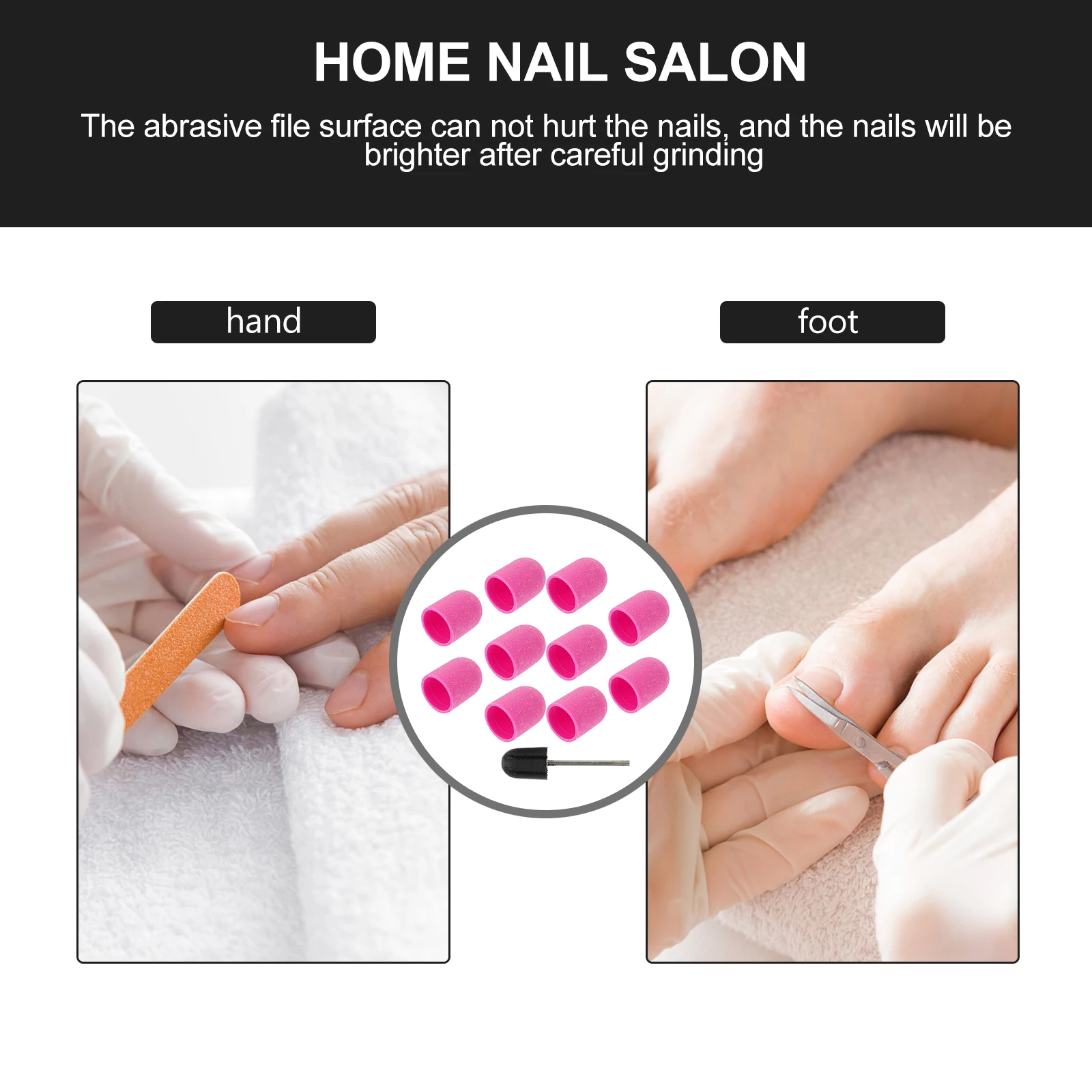 

10Pcs Nail Art Sanding Caps Wear Resistant Heat Resistant Portable Manicure Tool Nail Polisher Sanding Caps Replacement