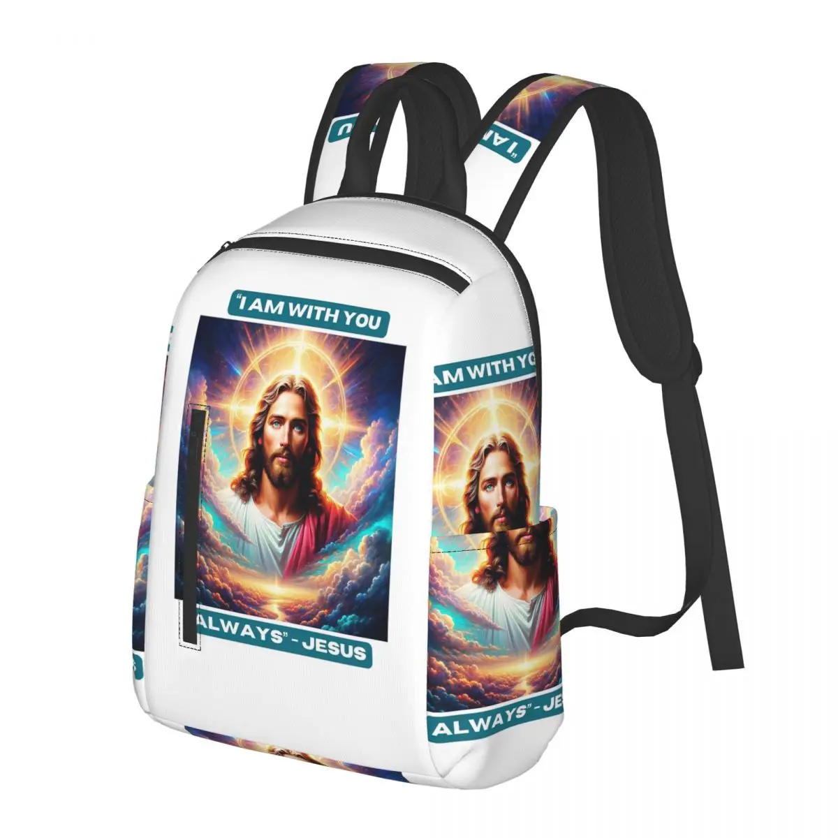 

QuotI Am With You Always Jesus Biblical Student Backpack School Bag Hiking Travel Daypack for Boys Girls Bookbag Shoulder Bags