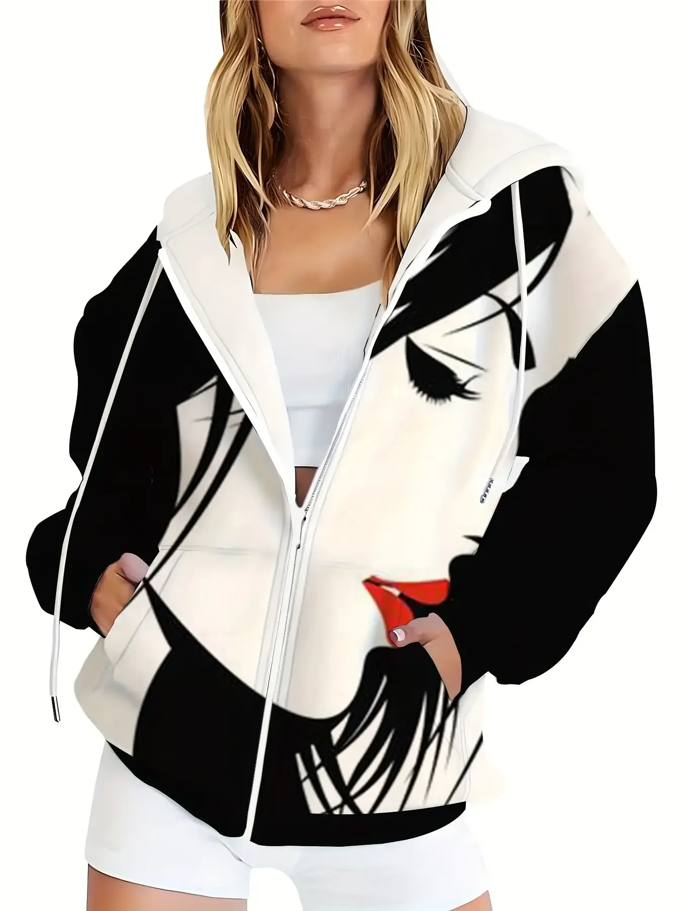 

2026 Autumn/Winter New Internet Celebrity Versatile Coat Fashion Girls' Hooded Women's With drawstring hood and cuffs,