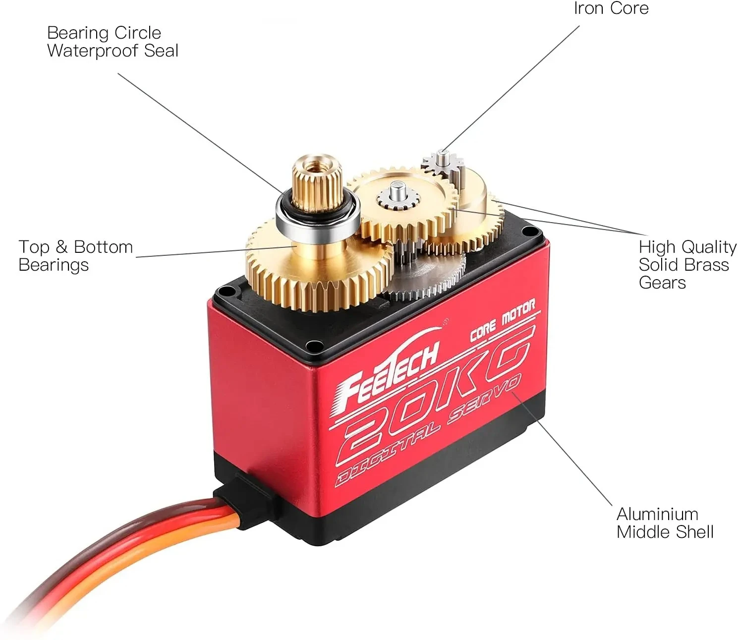 Feetech FT5320M 20kg 7.4V 180도 방수 서보 고속 메탈 기어 디지털 서보 바하 서보 25T 암 1/8 1/10 RC 자동차용