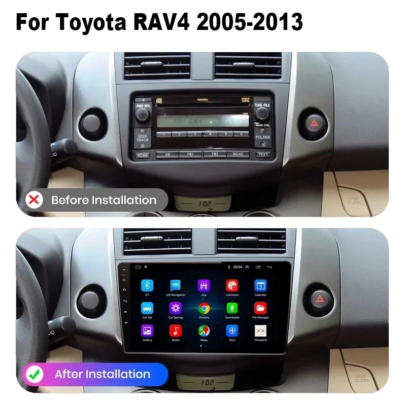 لتويوتا RAV4 RAV 4 XA30 2006 - 2012 راديو السيارة الوسائط المتعددة نظام تحديد المواقع والملاحة أندرويد 12 2din Autoradio CarPlay ستيريو السيارات #3