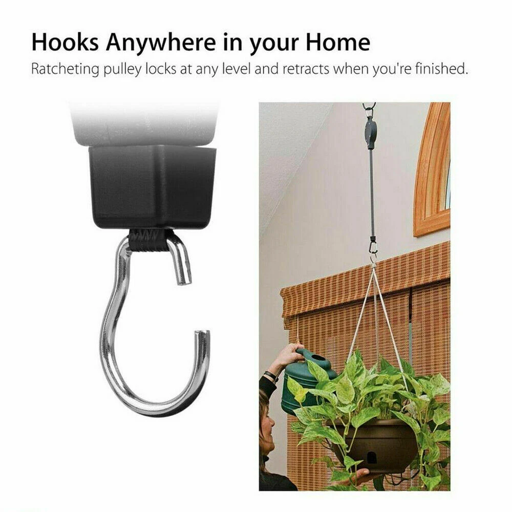 

Retractable Hanging Basket, Pull Down Hanger, Pulley Garden Baskets, Plant Pots Hanging Basin, Greenhouse Hook, 20-90cm