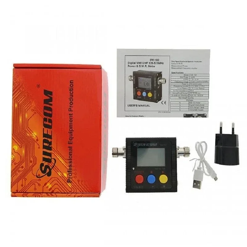 New SW-102 125-525Mhz SURECOM Digital VHF/UHF Power SWR Meter Frequency Counter For Two Way Radio