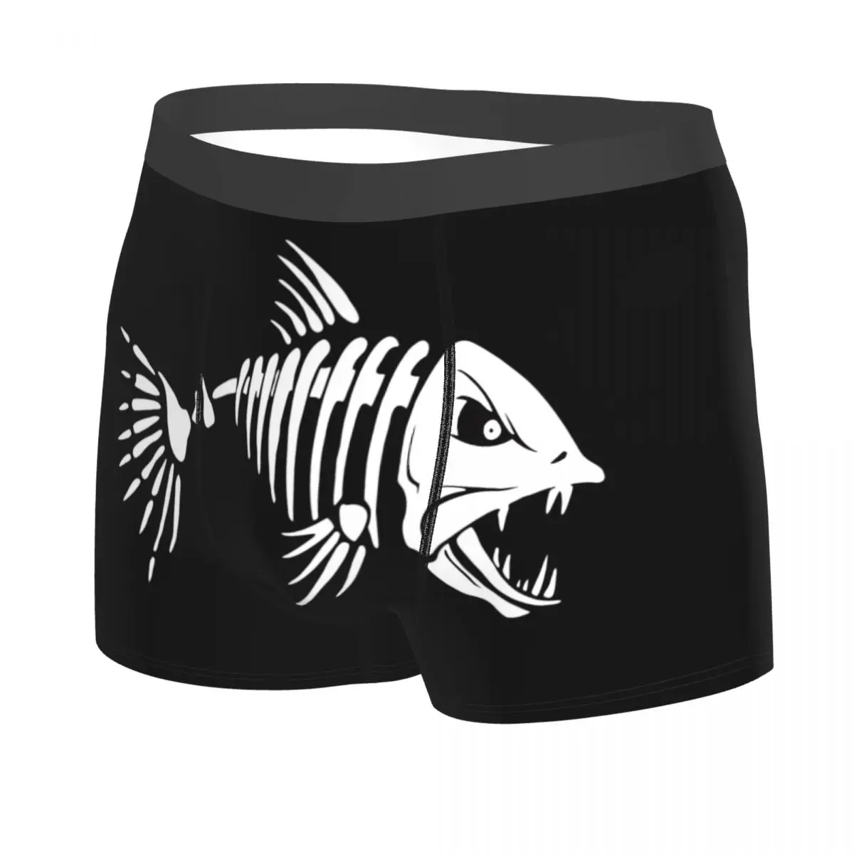 Male Fashion Fish Bone Fishing Skeleton Underwear Boxer Briefs Breathbale Shorts Sexy Panties Underpants