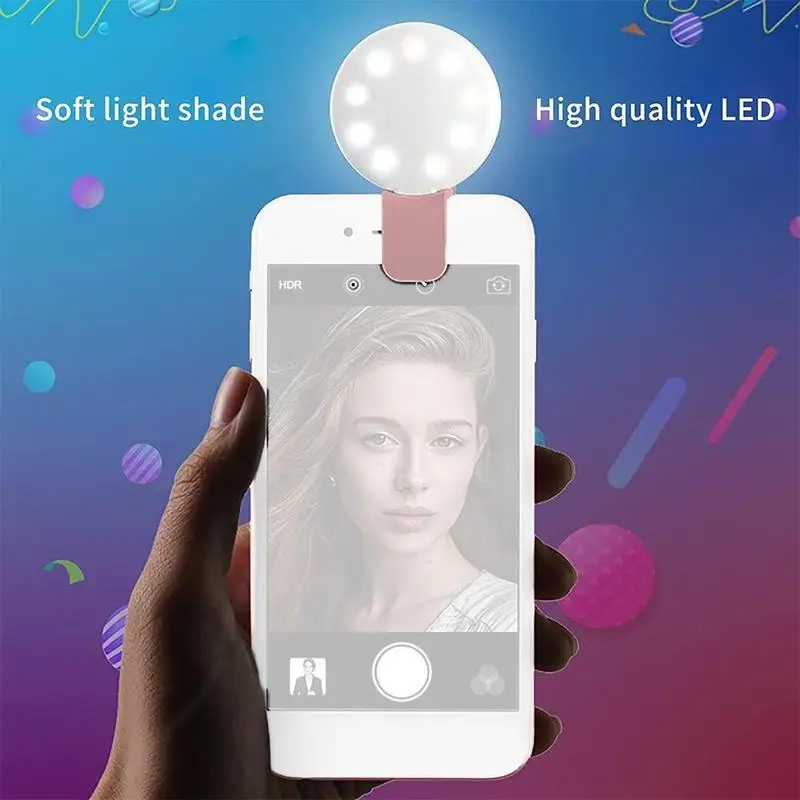 الهاتف المحمول LED Selfie Ring Light المحمولة البسيطة دائم العملي ثلاثة توقف يعتم دائرة التصوير الفوتوغرافي كليب ملء الضوء