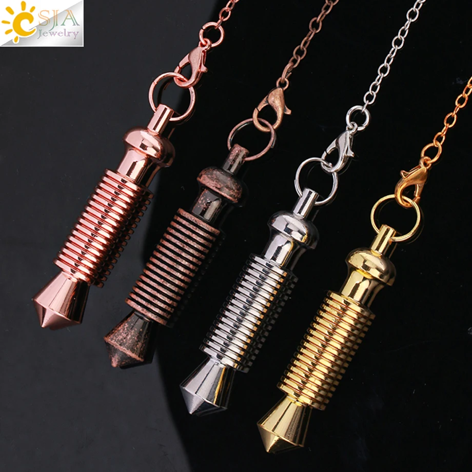 CSJA Reiki Esoterisches Pendel aus Metall für Wünschelpendel, Wahrsagerei, Radiestia, Heilung, spiritueller Wicca-Anhänger, Amulett-Charms H107