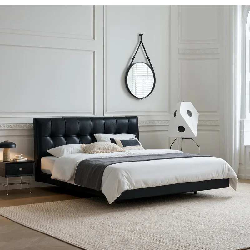 Light luxury minimalist luxury leather art bed 1.8 meters bed master bedroom double premium Italian