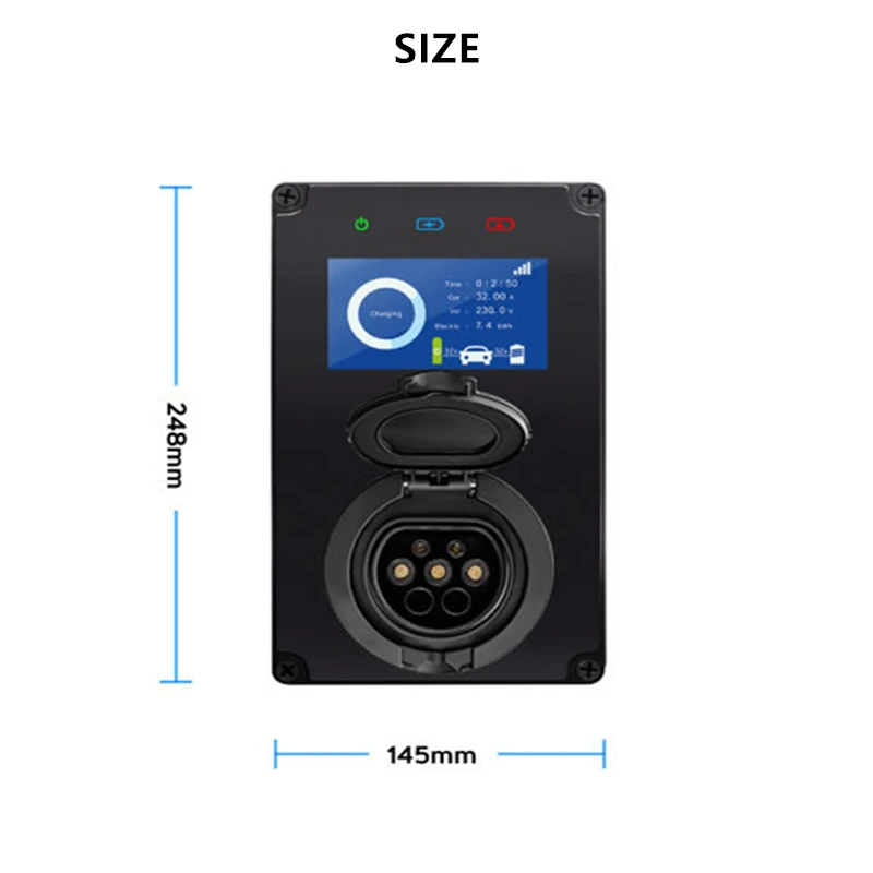 Type2 EV Chargers 32A 22KW Charging Station IEC62196 7KW 11KW 3Phase EVSE Wallbox with Screen Smart APP Control