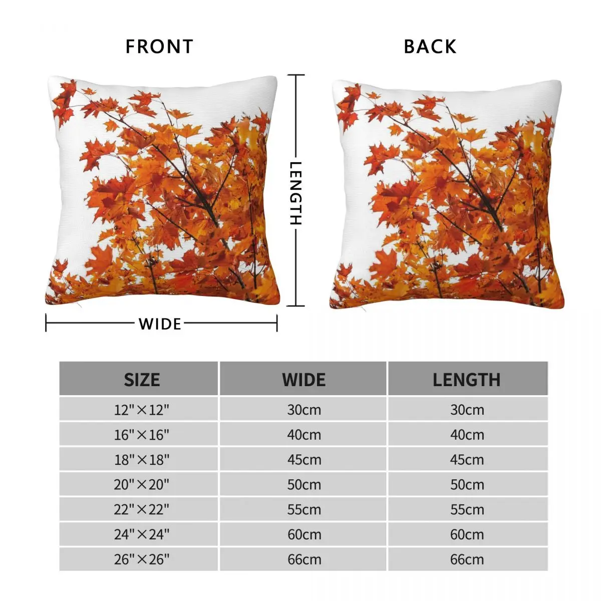 Vibrant Orange Autumn Leaves Square Pillowcase Polyester Linen Velvet Creative Decor Throw Pillow Case Sofa Seater Cushion Case