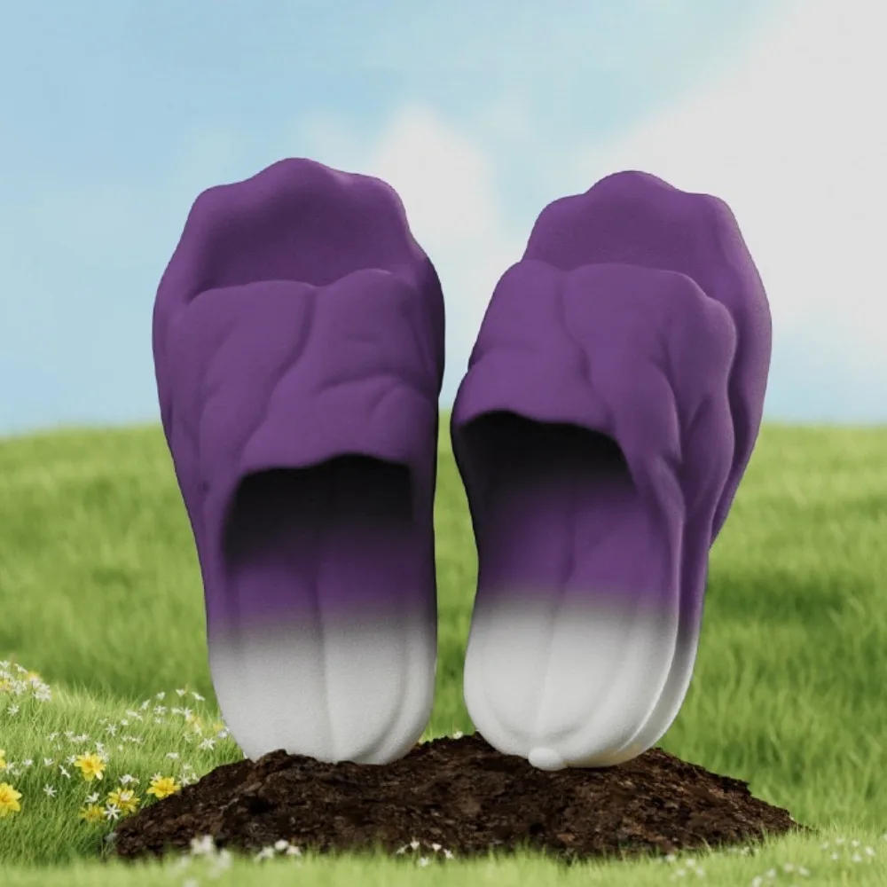 

Обувь, креативные тапочки с имитацией капусты, забавные тапочки для овощей на толстой подошве из ЭВА, нескользящие 3D шлепанцы с красной капустой для спальни