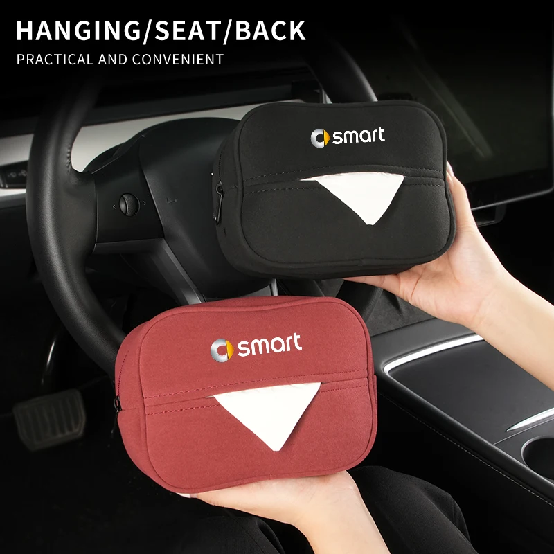 Car Seatback Tissue Box Paper Storage Bag Napkin Holder Accessories For Smart Fortwo 451 450 453 Forfour EQ Cabrio Crossblade
