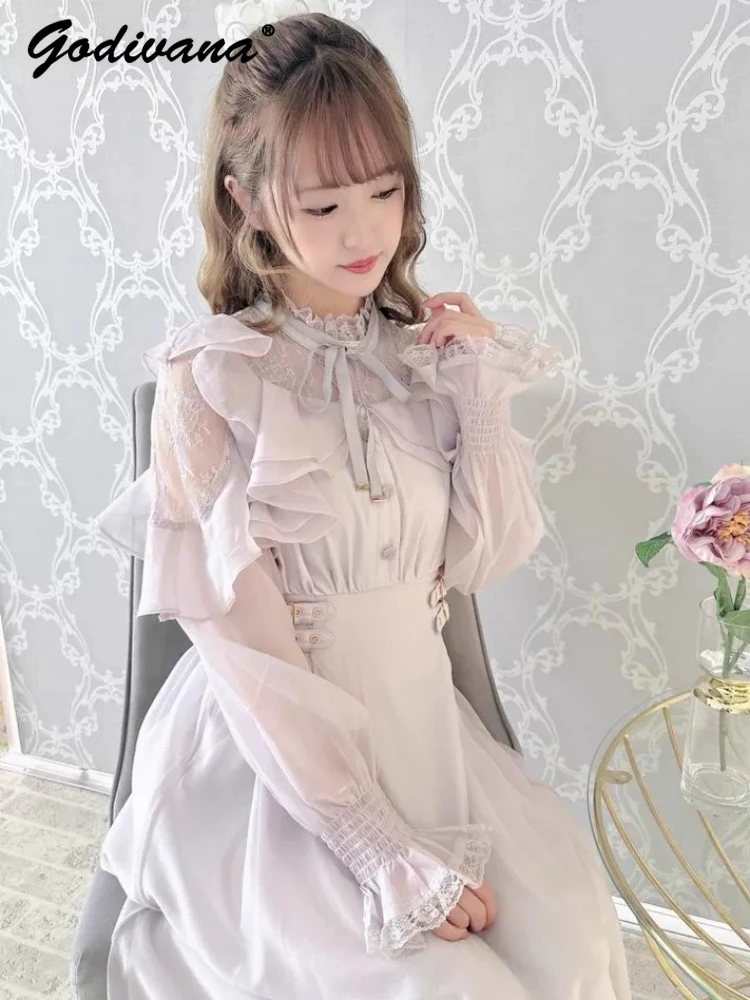 robe-lolita-elegante-pour-femmes-style-japonais-produit-en-serie-avec-nœud-doux-garniture-en-dentelle-patchwork-maille-manches-longues-nouvelle-collection-automne