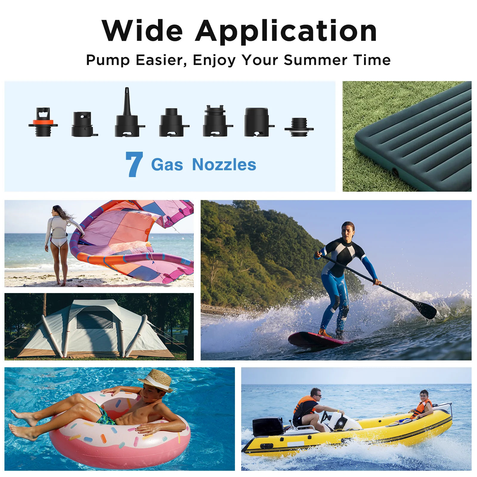 Rechargeable SUP Pump Boat Accessories Stand Up Paddle 20PSI Wilreless Inflatable PVC Pump for Kayak  Surfing Kite Mattress Tent