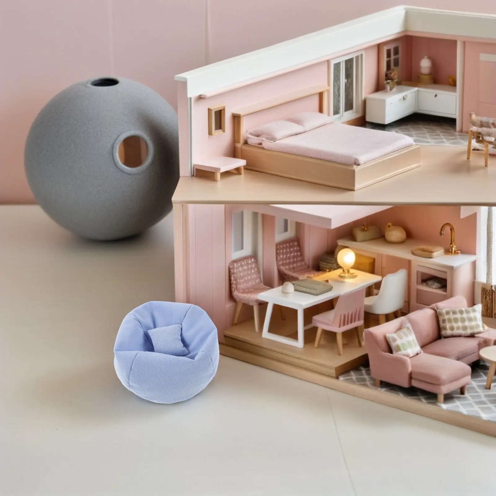

Soft Mini Sofa Seat with Gentle Foam Padding Space Saving Mini Bean Bag Chair for Desk Shelf Dashboard Dollhouse Miniature