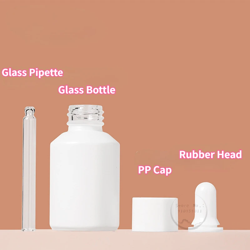 10pcs White Glass Dropper Bottles 30ml Essential Oil Bottle with Dropper Cap Cosmetic Packaging Bottle Essential Drop Vials