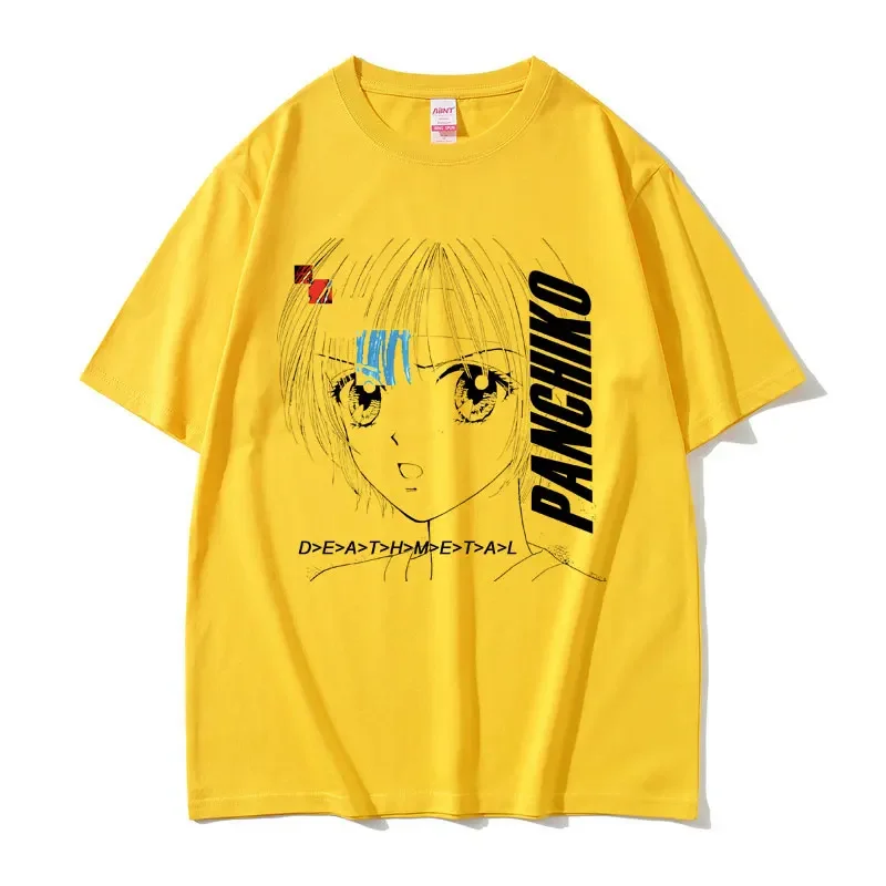 Dethmetal Panchiko Anime Grafik T-Shirt für Männer und Frauen Vintage Manga Kurzarm Y2K Japanischer Cartoon Streetwear Unisex Casual Tee – Detail 6