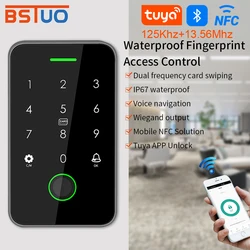 NFC Bluetooth Tuya APP Tastiera di controllo accessi Tastiera RFID impermeabile EM + MF Apriporta biometrico con retroilluminazione touch per impronte digitali