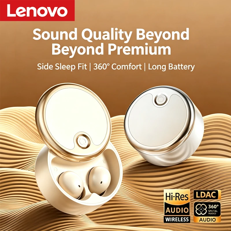 Bezprzewodowe słuchawki do spania Lenovo Mini In Ear Bluetooth Earbuds 360 °   Obrotowe etui z przesuwanym mechanizmem otwierania, długi czas pracy baterii. — zdjęcie produktu 2