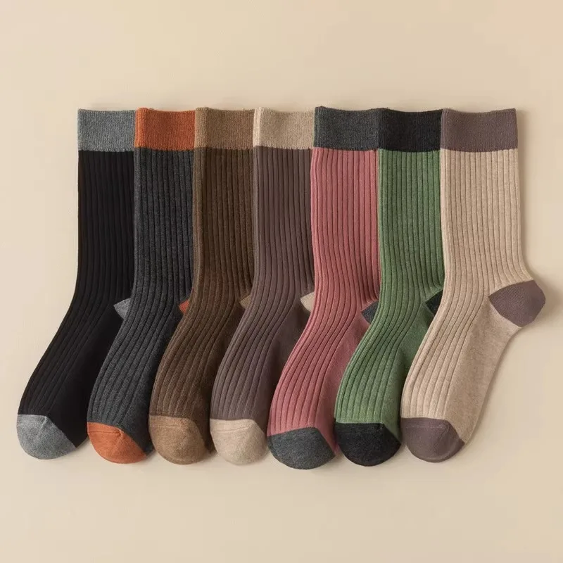 

7 Pairs Colorblock Soft Sweat-absorbing High Quality Fashion socks Women's Crew Socks Breathable Comfortable Casual Ankle Socks