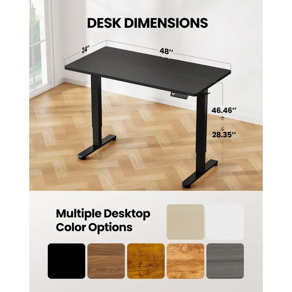 Computer Desk, Height Adjustable Electric Standing Table, 48 X 24 Inches Sit Stand Up Desk, Memory Computer Home Office Desk