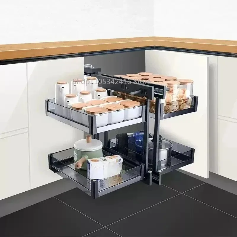 Cabinet Corner Basket Built-in Seasoning Storage Bowl Basket Drawer Organizer for Modern Kitchen Cabinet Accessories