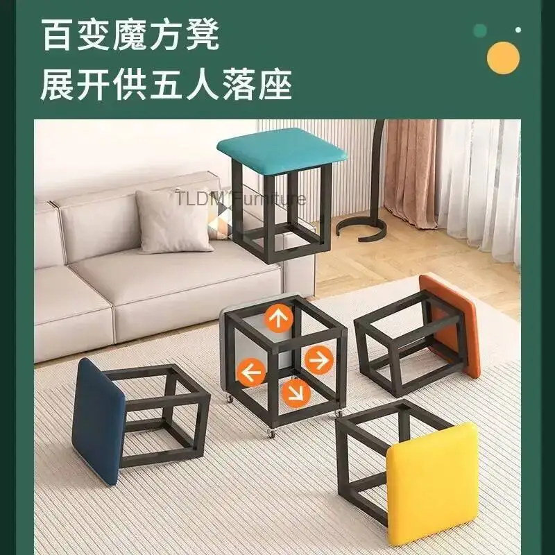 modern 5 Furniture Creative 1 Room Living Nordic Sofa in Home Rubik's Stool Cube Combination Fold Stool Iron Storage Ottomans y