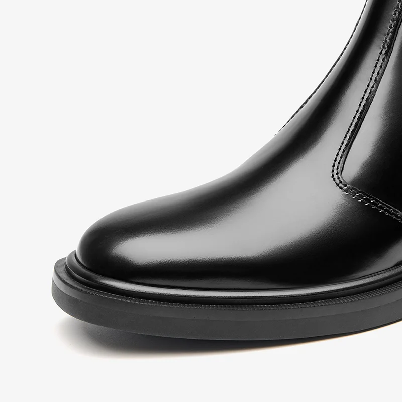 BEAUTODAY Chelsea Boots donna PVC pelle di mucca punta tonda Soild colore lucido lunghezza caviglia 2023 scarpe da donna invernali fatte a mano 03714