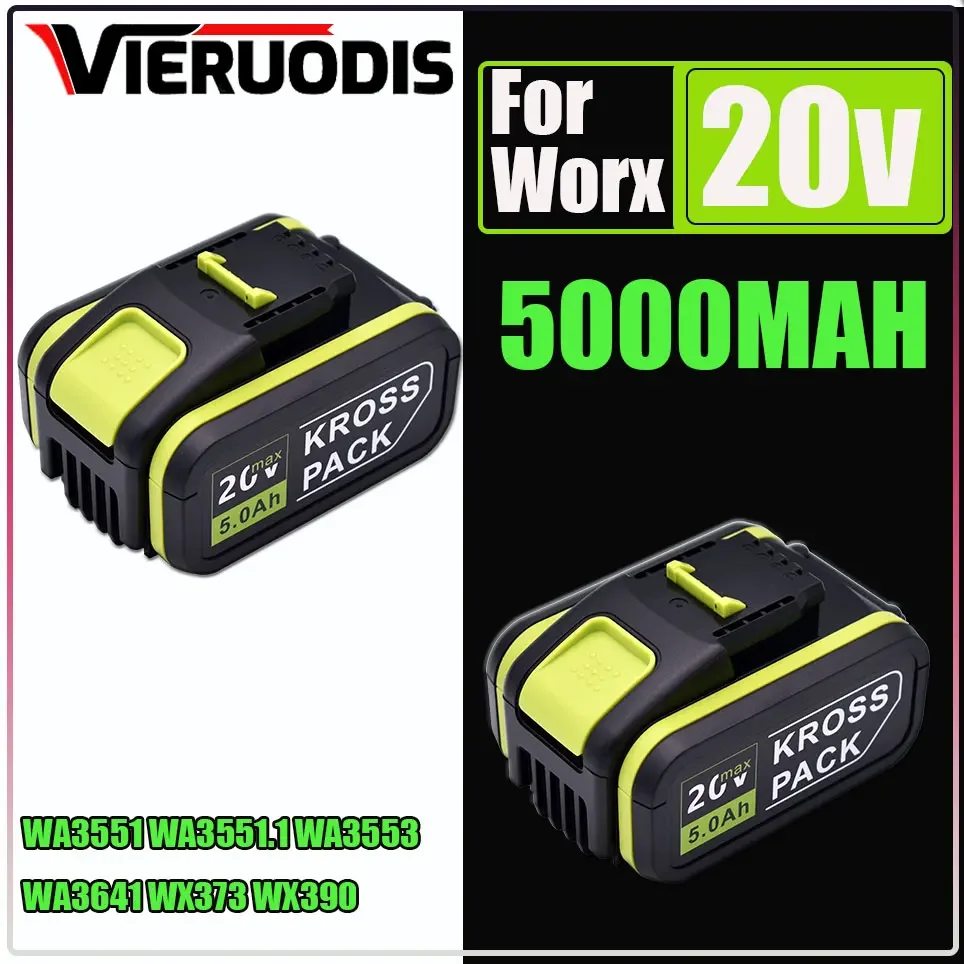 For Worx 20V 5000mAh Battery Li-ion Battery WA3553 WA3551 WA3551 WA3572 WA3553 WX390 WA3551 WX178 WU268 Drill Battery