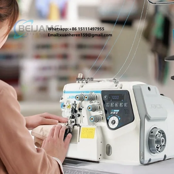 Máquina de Costura Overlock JACK C7 Nova e Original, Máquina de Costura Industrial com Costura Contínua em Alta Velocidade