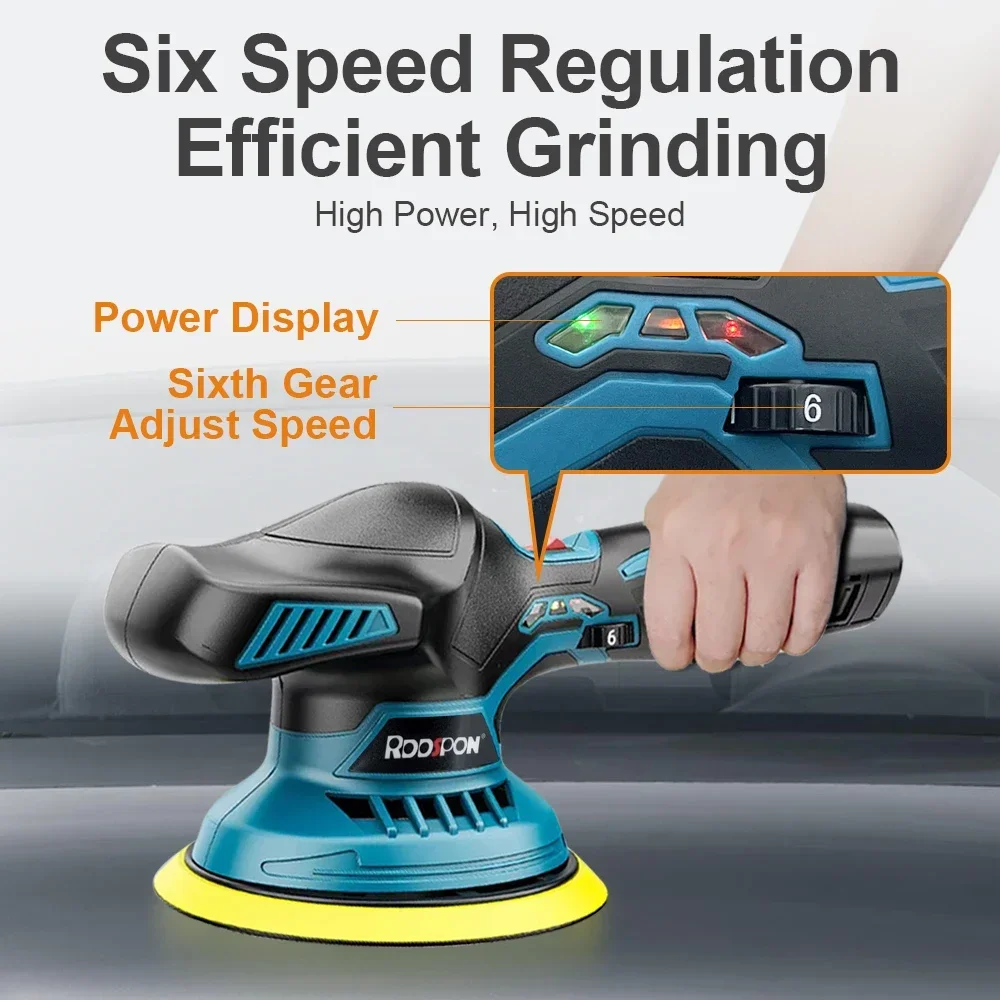 RDDSPON 12V Cordless Car Polisher 6 Speed Adjustment Electric Wireless Car Polishing Machine Mini Polish Power Tools