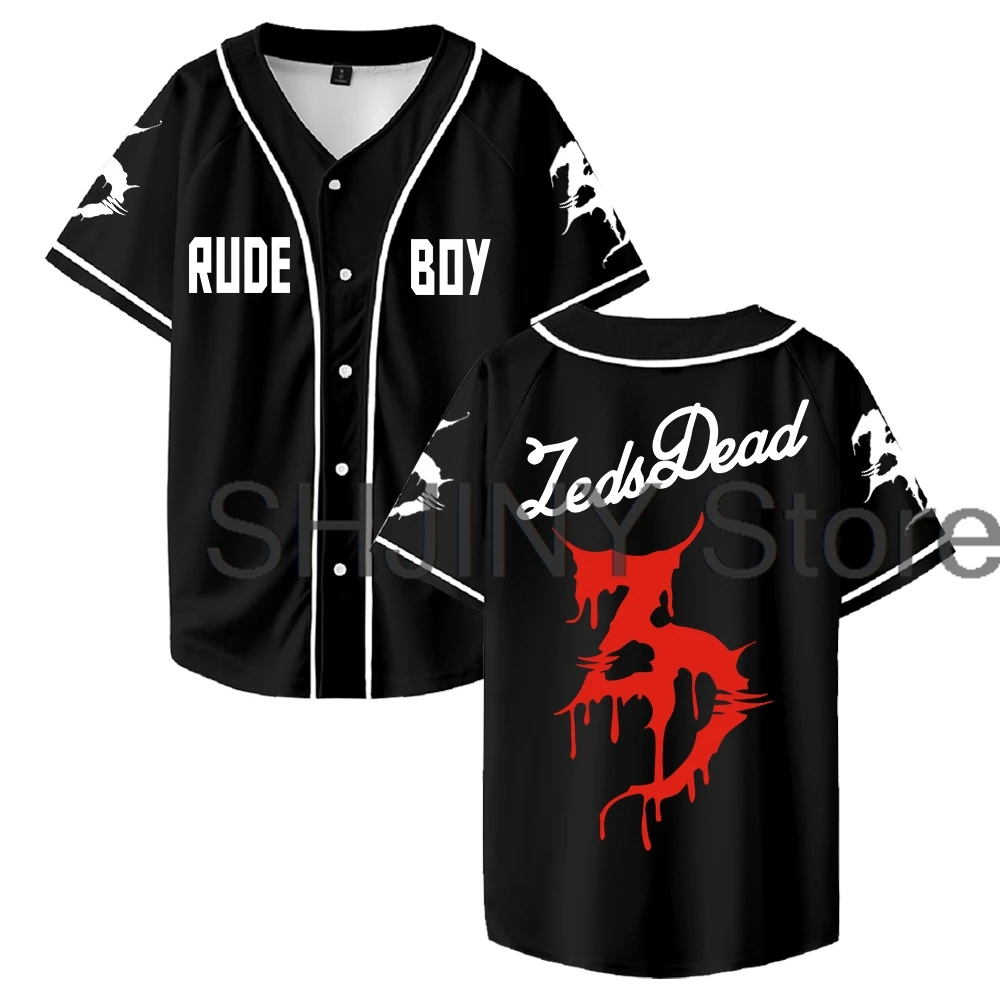 

Zeds Dead Rude Boy Baseball Jersey Tops Unisex Short Sleeve Button-up Shirts Women Men Streetwear Tee Hip Hop Clothes