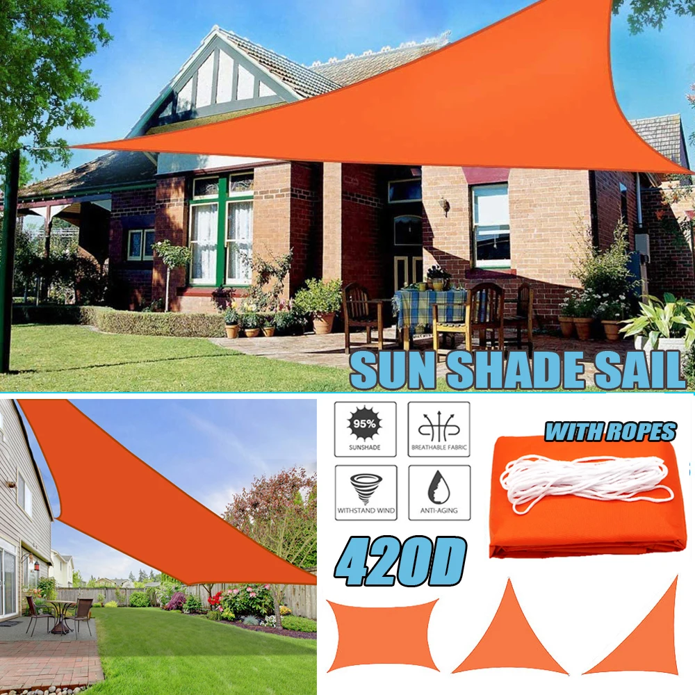 

Orange Waterproof Sun Shade Sail Triangle Rectangle Garden Terrace Canopy Swim Shade Camp Hiking Yard Awning Outdoor Patio Pool