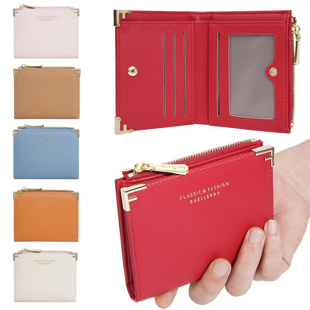 

Ультратонкий складной кошелек для женщин, мини-кошелек, сумка для кредитных карт, милый короткий кошелек для монет, простая мода, карман для монет на молнии