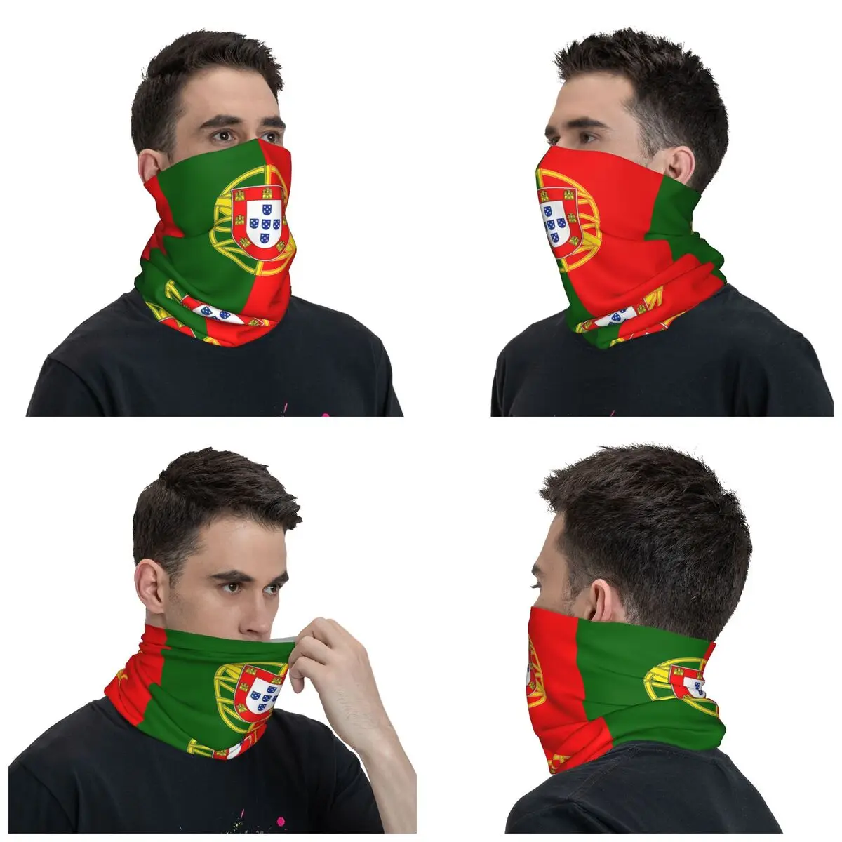 Flag Of Portugal Bandana Neck Gaiter Printed Portuguese Flag Mask Scarf Warm Cycling Scarf Riding for Men Women Adult Breathable