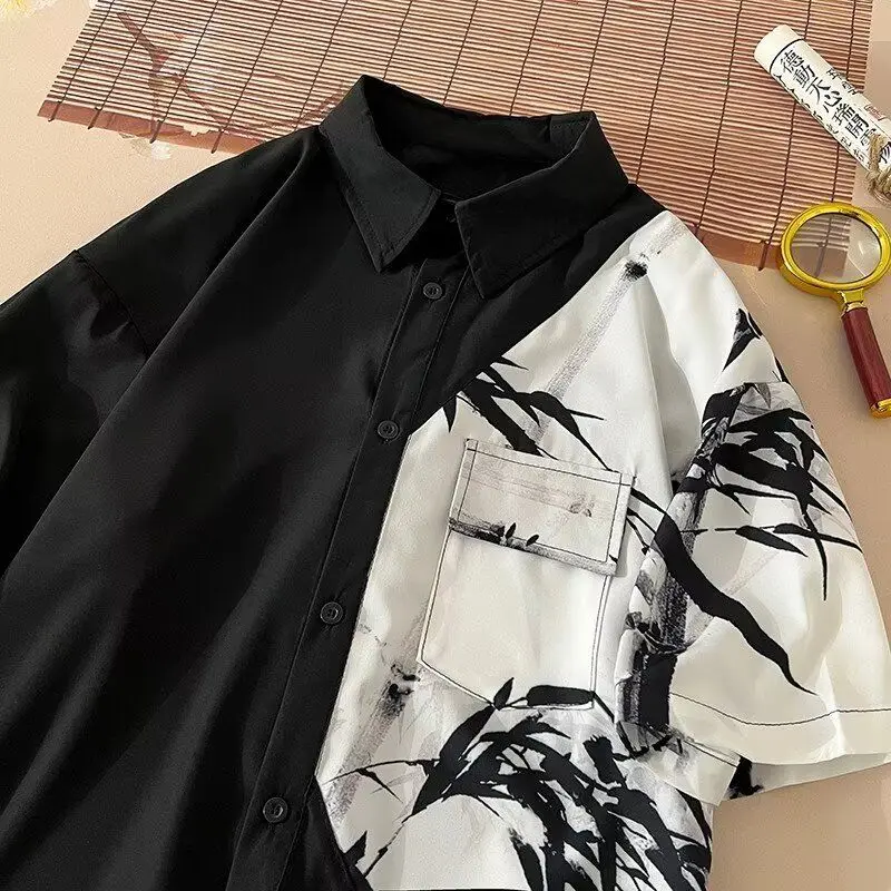 

Gyaru Acubi Alt Grunge Women Bamboo Shirts Blusas Mujer Short Sleeve Print Shirts & Blouses Camisas Chic Men Tops