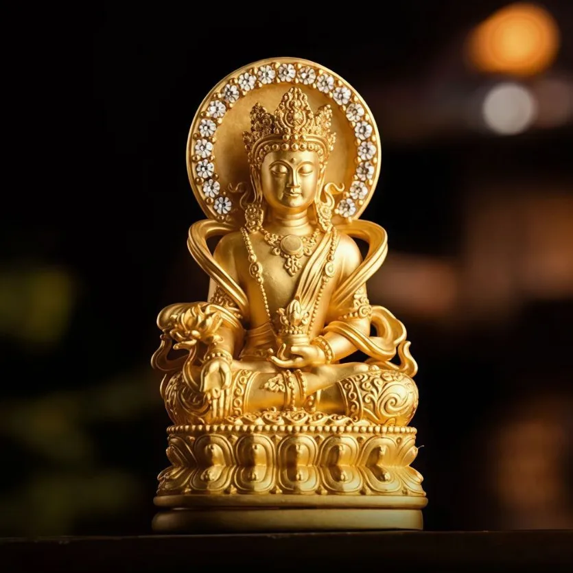 Chinese Traditional Style Lucky Blessing Medicine Buddha Pendant Ancient Gold Plated Inlaid Zircon Good Luck Amulet Necklace Cha