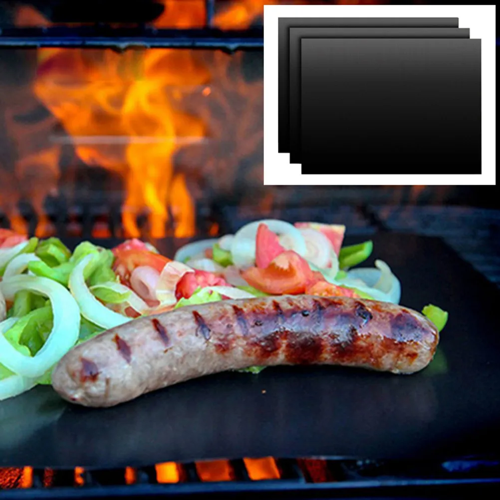 4Pcs Bbq Grill Mat Non-Stick Heat Resistant Reusable Grill Sheet Oven Pan Liners Baking Pad for Easy Clean Bbq Cooking