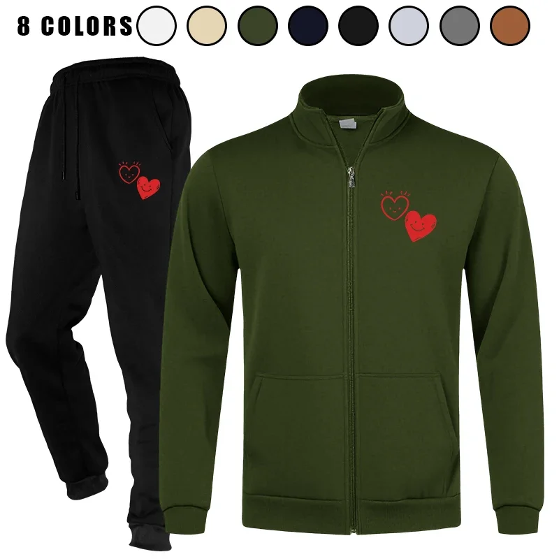 

Men Long Sleeve Track Suits Sets Sweatsuit Active Full - zip Jackets and Pants 2 Piece Outfits