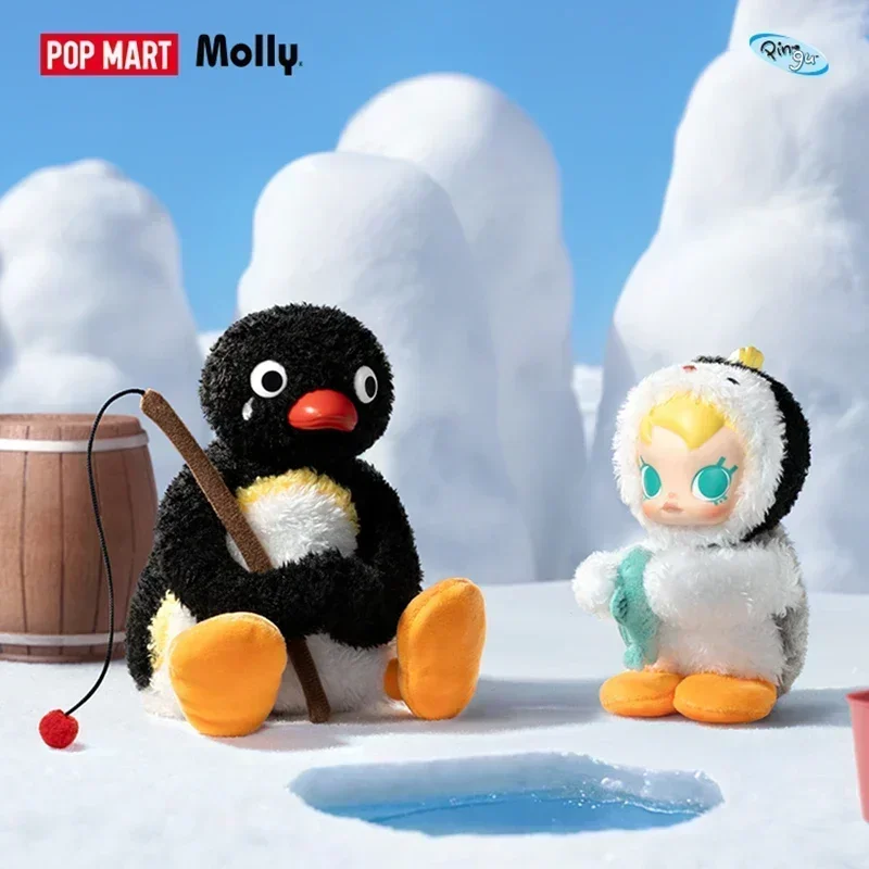 POP MART Baby Molly X Pingu Happy Fishing Series Kawaii Vinyl Pendant Blind Box Anime Action Figure Surprise Toy view 3
