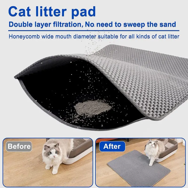 Estera de arena para Gato, impermeable, doble capa, para atrapar arena para gatos, caja de arena para mascotas, alfombrilla, almohadilla limpia, productos para gatos, accesorios