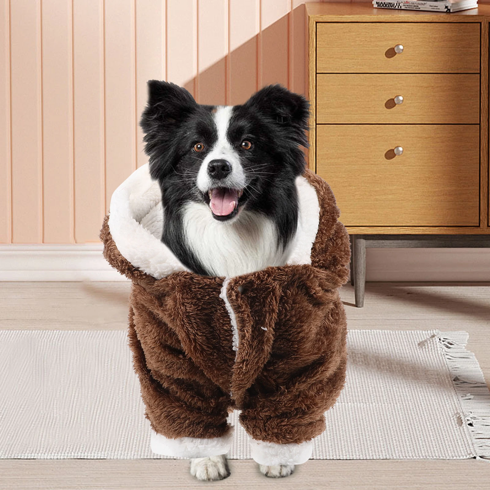 

Winter Coat Dog Clothes Hoodie Pet Outfits Sweatshirt Fashion Elk Design Flannelette Material Comfortable Texture Warm Winter