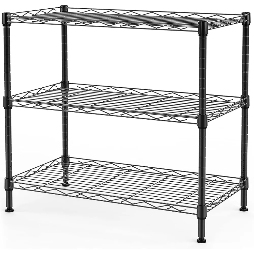 SINGAYE-prateleira ajustável do metal, unidade do armazenamento, shelving do fio, preto, 21,26 "W x 11,41" D x 22,83 "H, 3 prateleiras